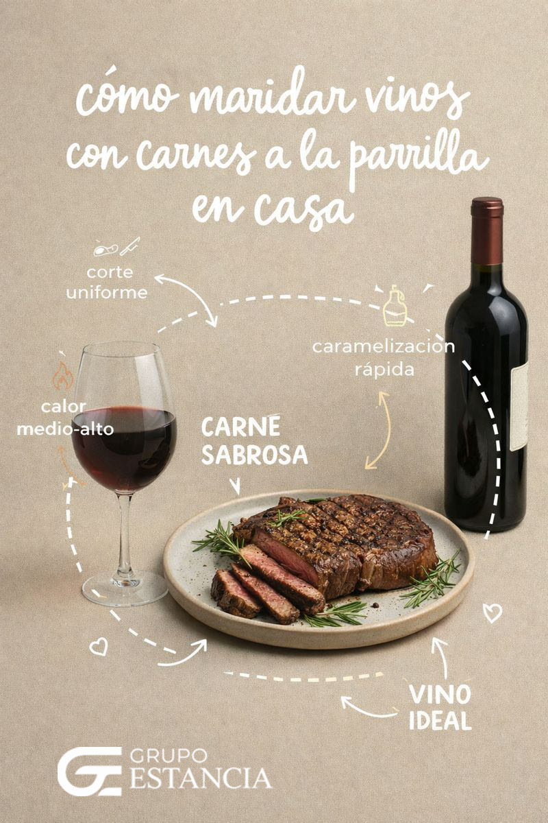 cómo maridar vinos con carnes a la parrilla en casa